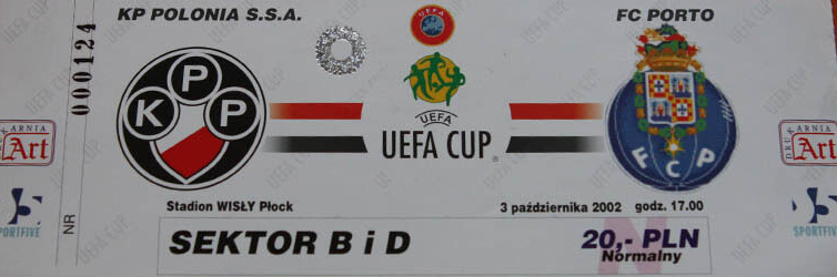 bilet z meczu polonia - fc porto (03.10.2002)