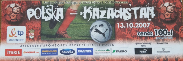 bilet z meczu polska - kazachstan (13.10.2007)