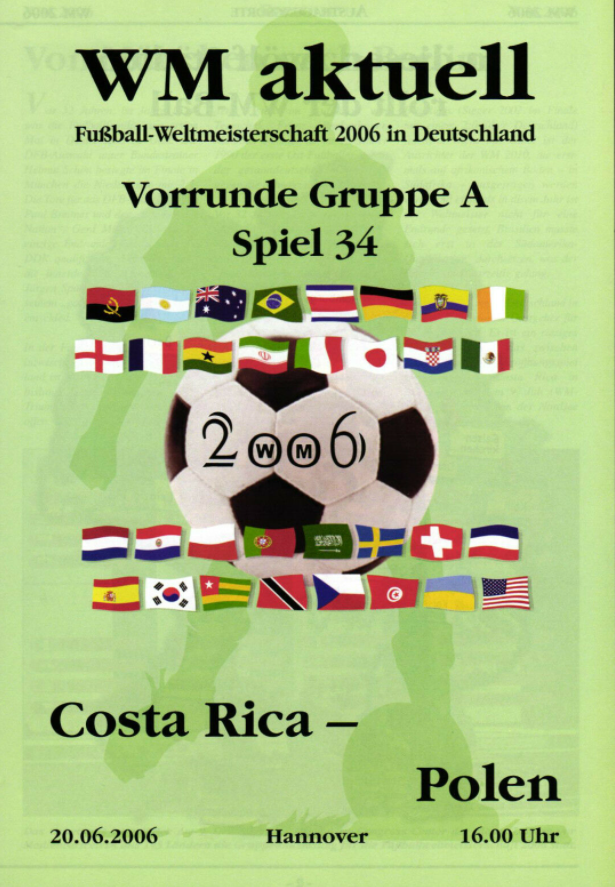 program meczowy kostaryka - polska (20.06.2006)