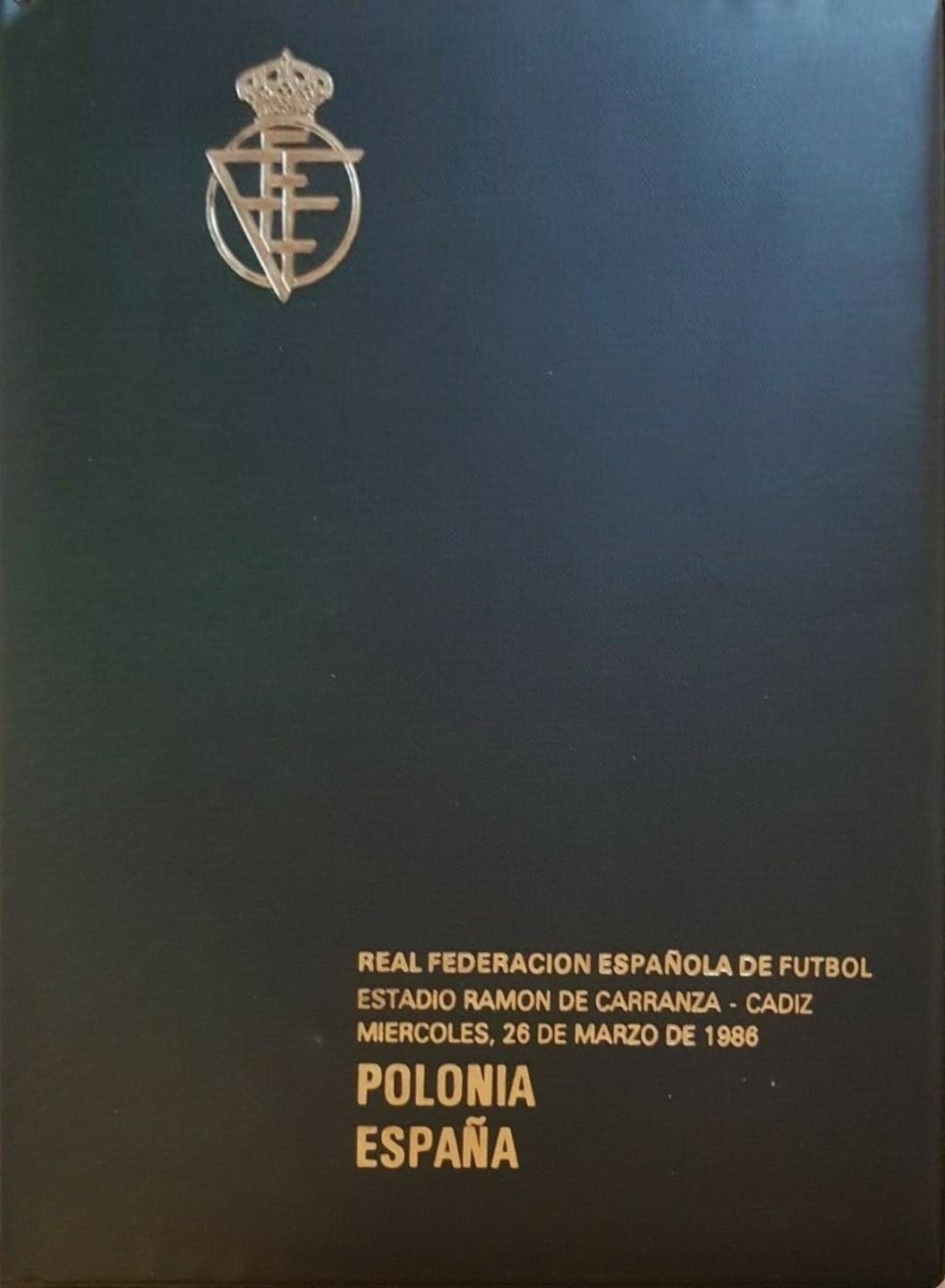 Program meczowy Hiszpania - Polska 3:0 (26.03.1986).