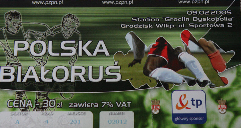 bilet meczowy polska - białoruś (09.02.2005)