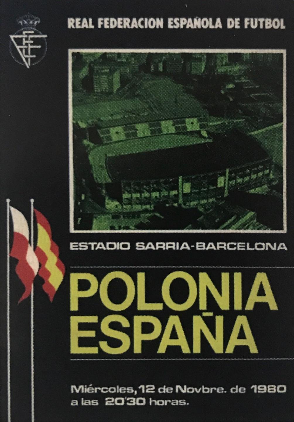 Program meczowy Hiszpania - Polska 1:2 (12.11.1980)
