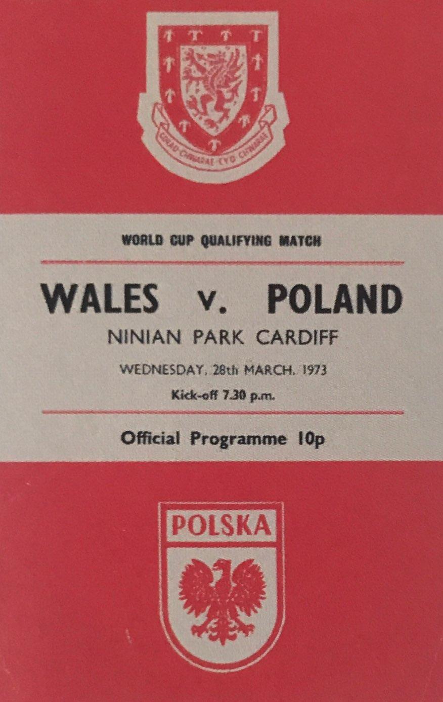 Program meczowy Walia - Polska 2:0 (28.03.1973)