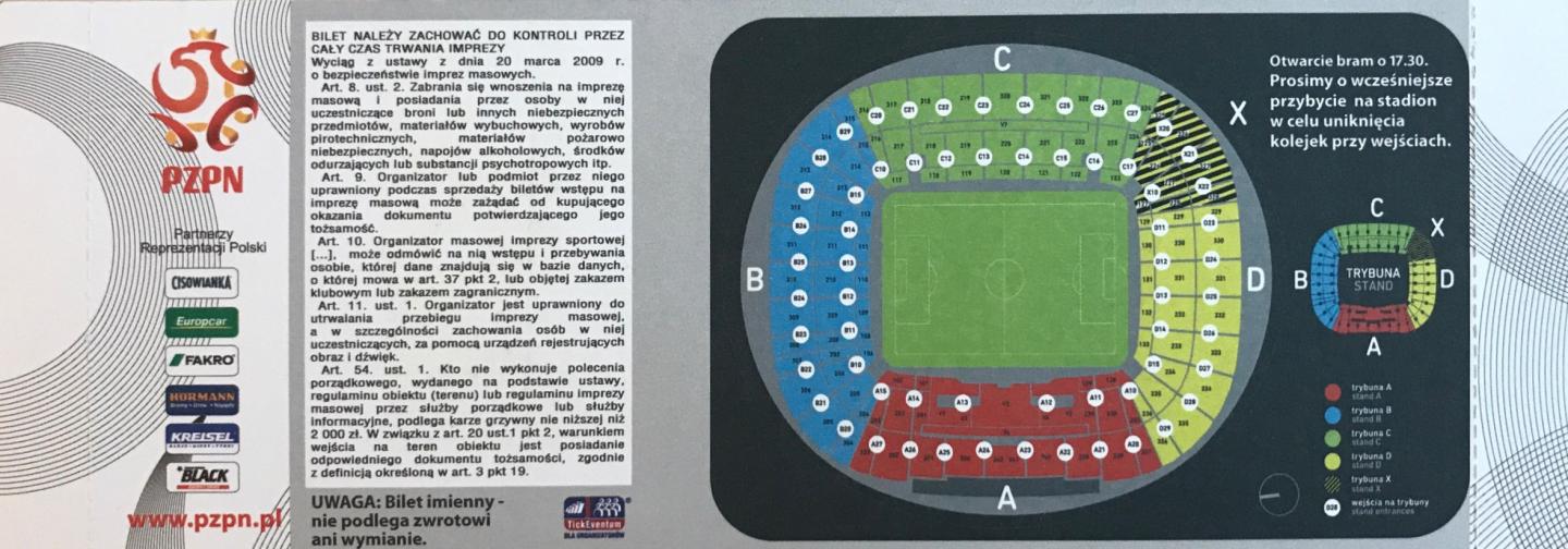 Bilet z meczu Polska – Włochy 0:2 (11.11.2011)