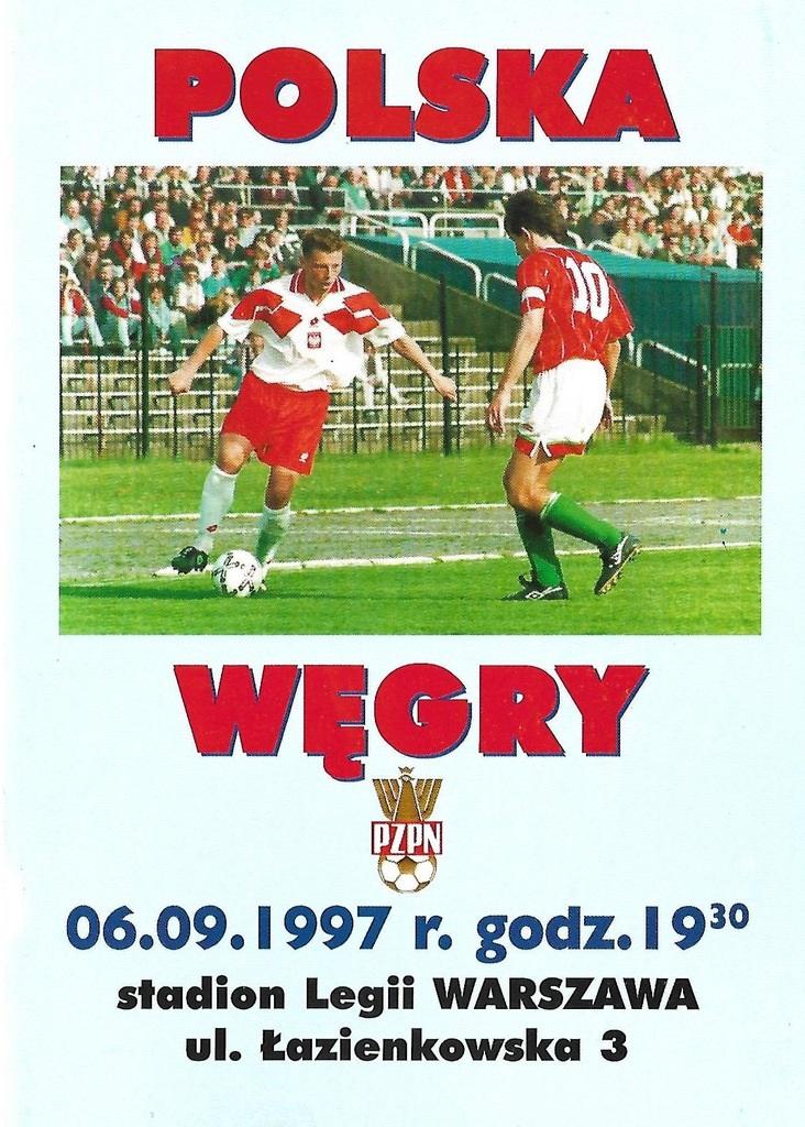Program meczowy Polska - Węgry 1:0 (06.09.1997)