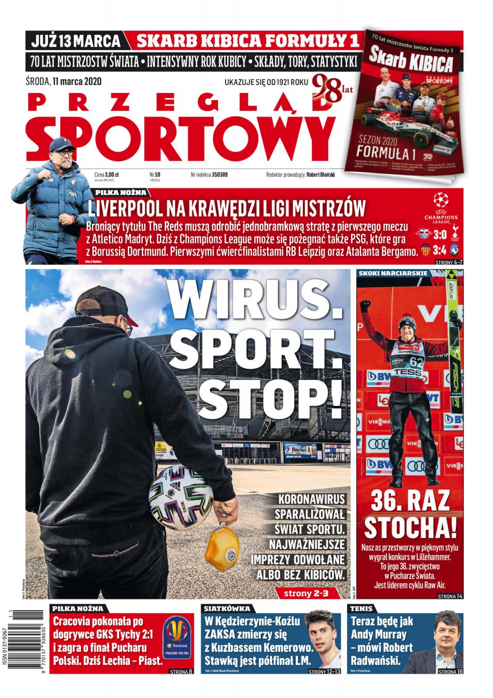 Przegląd Sportowy po GKS Tychy - Cracovia 1:2 (pd.), 10.03.2020