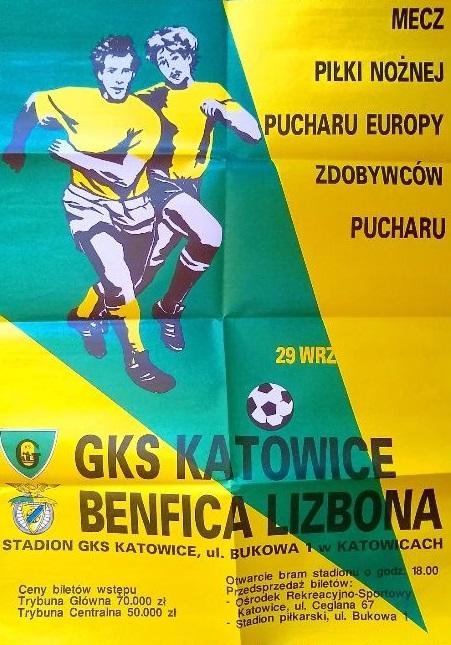 Plakat GKS Katowice - Benfica Lizbona 1:1 (29.09.1993)
