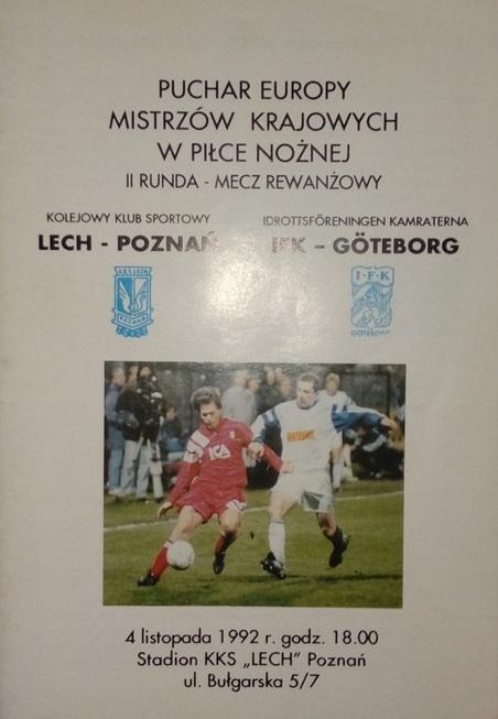 Program Lech Poznań - IFK Göteborg 0:3 (04.11.1992)