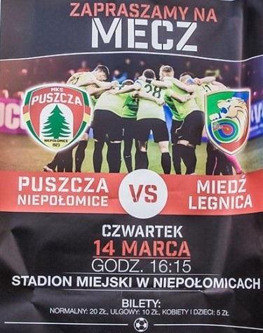 Puszcza Niepołomice - Miedź Legnica 0:1 (14.03.2019)