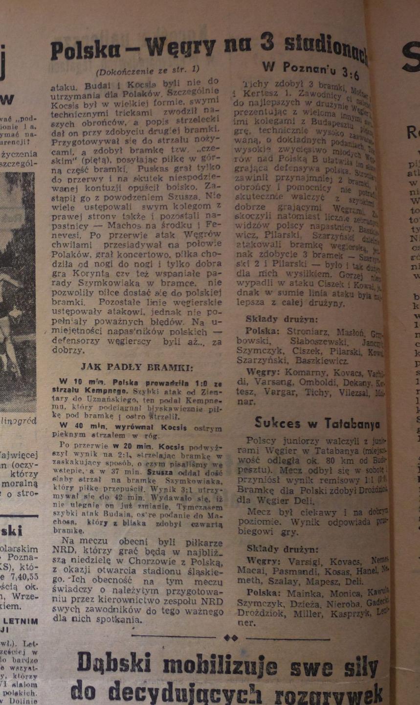 Głos Sportowca po Węgry - Polska 4:1 (15.07.1956) 3