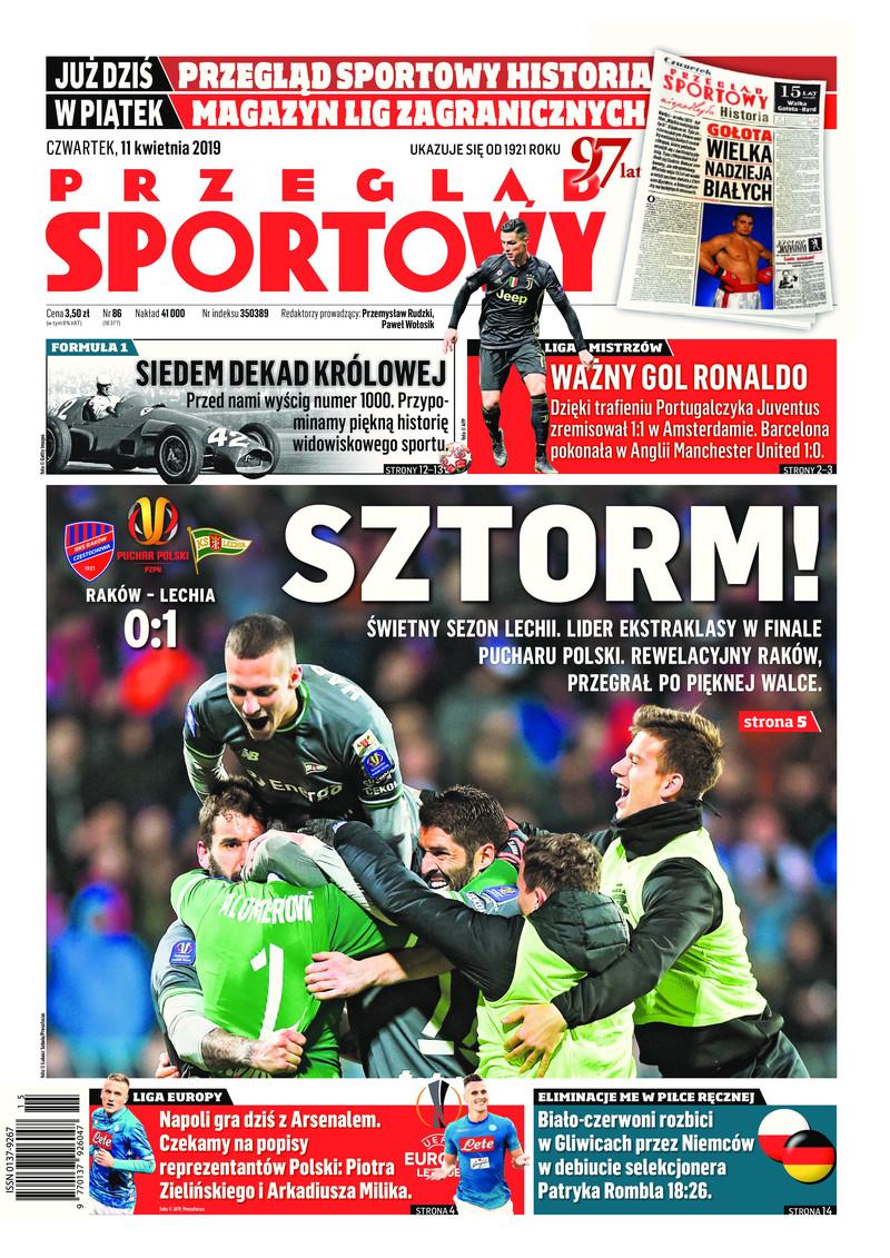 Okładka Przegląd Sportowy po meczu Raków Częstochowa - Lechia Gdańsk 0:1 (10.04.2019).