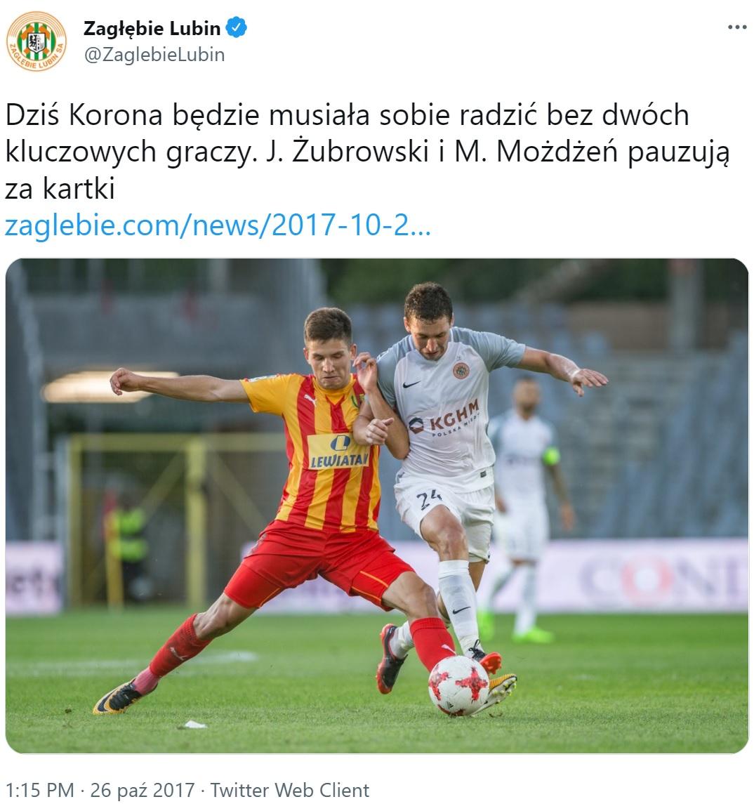 Zagłębie Lubin - Korona Kielce 0:1 (26.10.2017)
