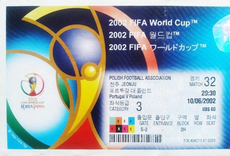 Bilet z meczu Polska - Portugalia 0:4 (10.06.2002)