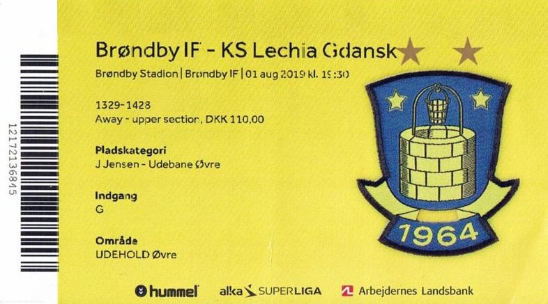 Bilet Brøndby Kopenhaga - Lechia Gdańsk 4:1 pd. (01.08.2019)