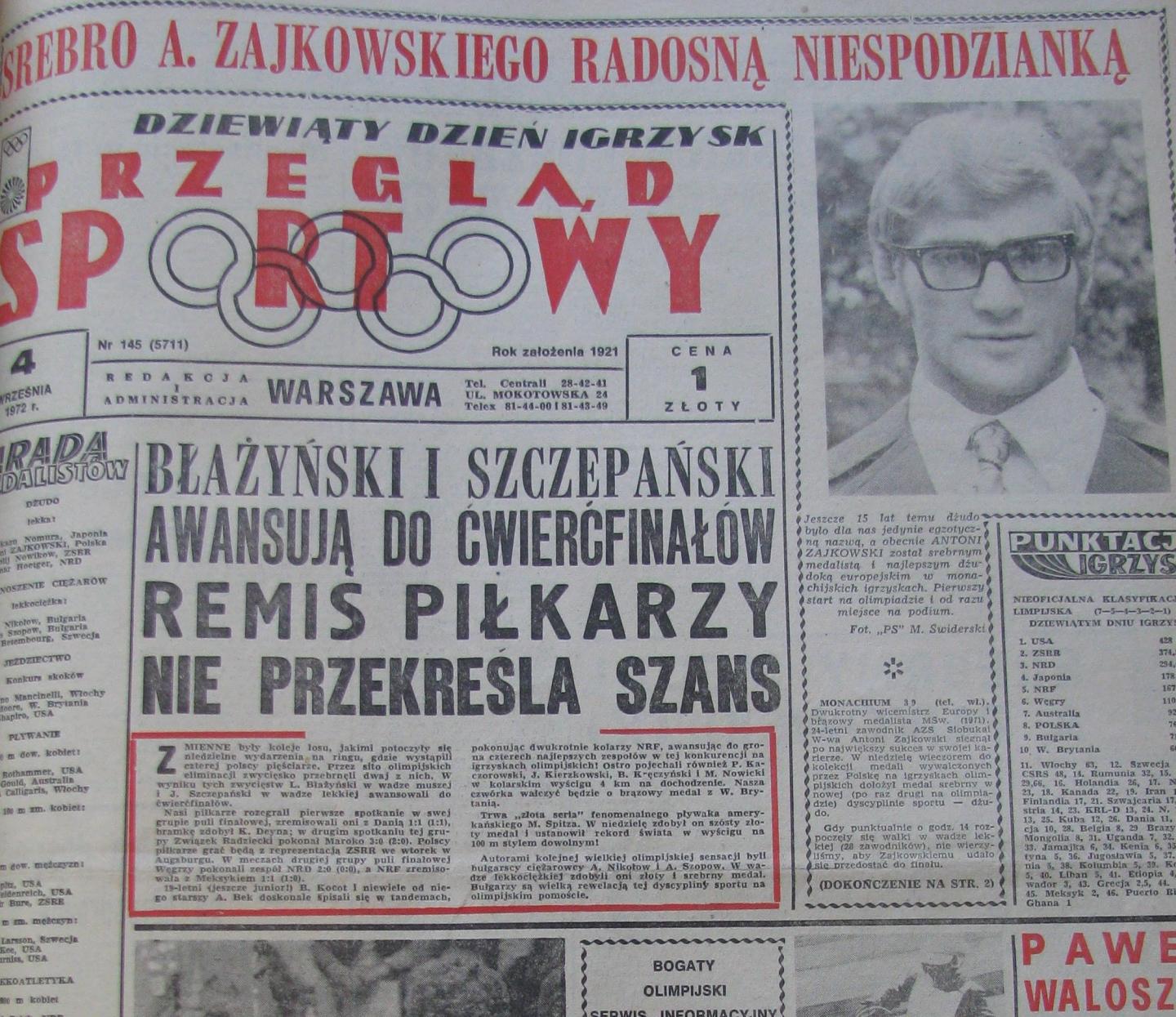 Przegląd Sportowy po Polska - Dania 1:1 (03.09.1972) 1