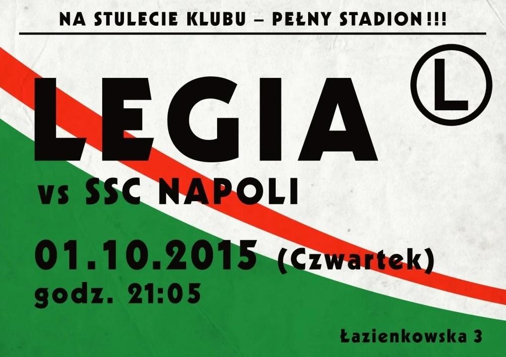 Plakat meczowy Legia Warszawa - SSC Napoli 0:2 (01.10.2015).