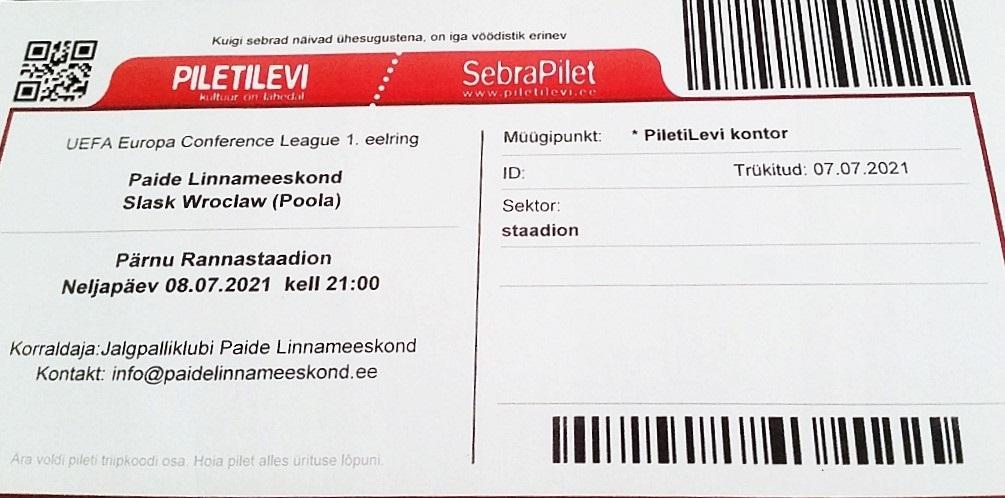 Paide Linnameeskond - Śląsk Wrocław 1:2 (08.07.2021)
