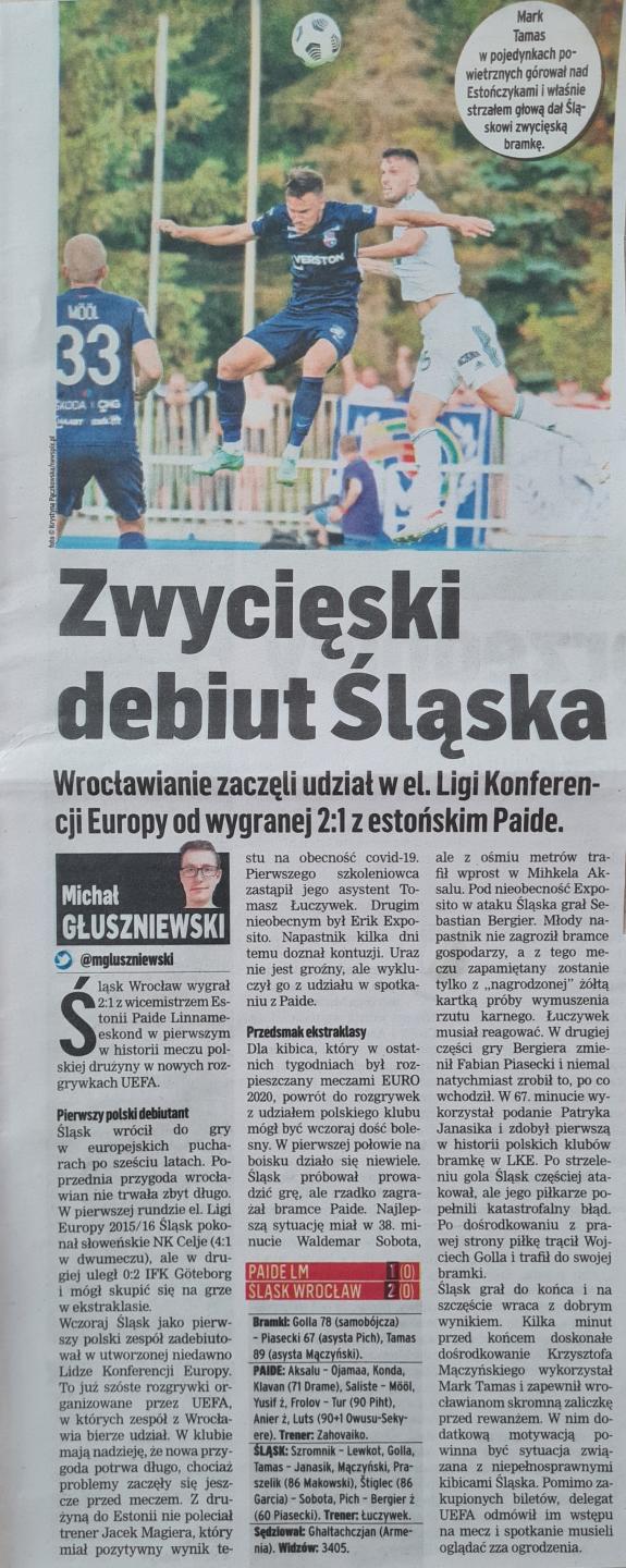 Paide Linnameeskond - Śląsk Wrocław 1:2 (08.07.2021)