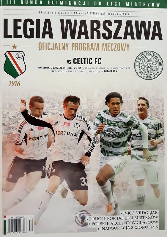Program meczowy Legia Warszawa - Celtic Glasgow 4:1 (30.07.2014).