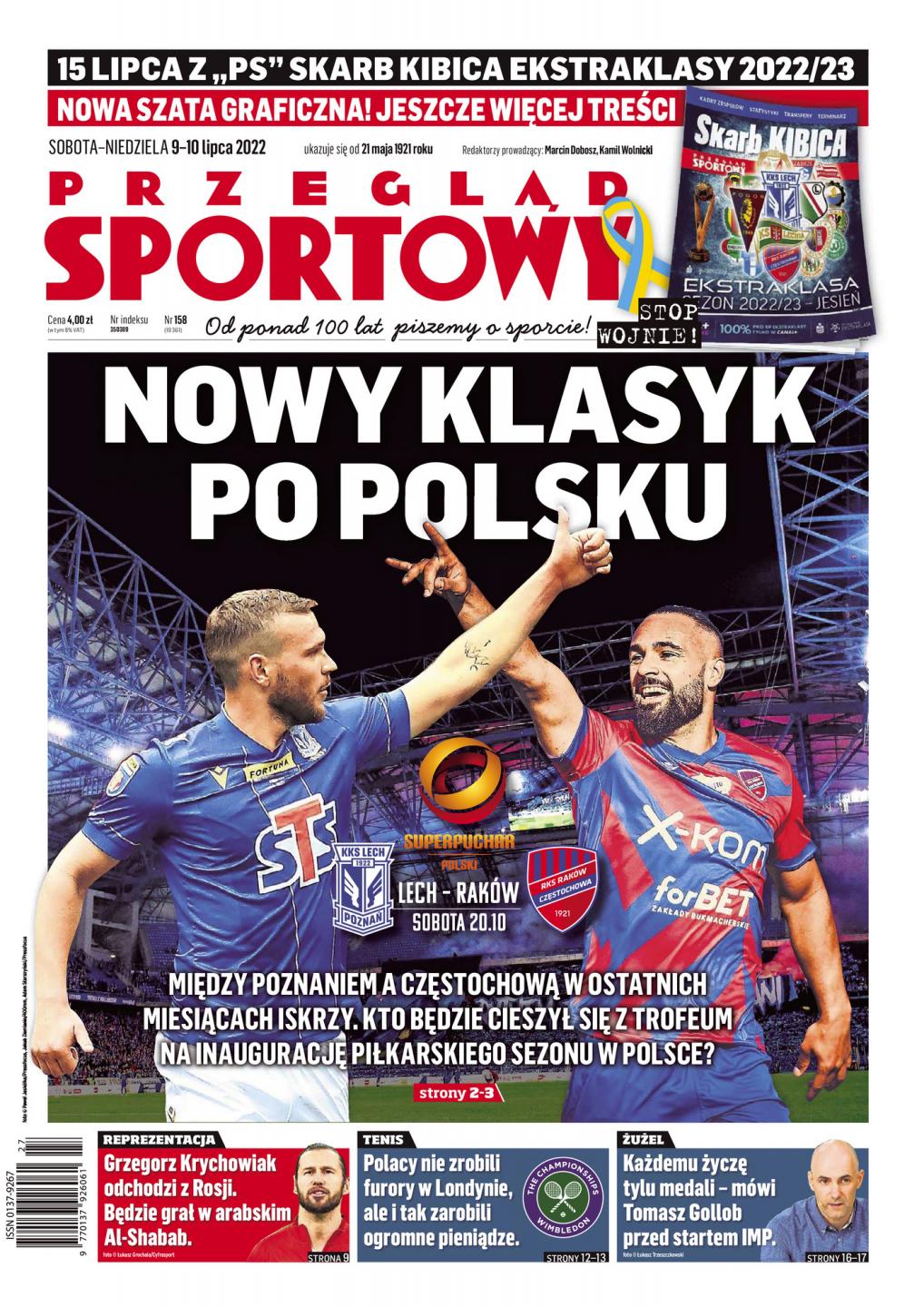 Okładka Przegląd Sportowy przed meczem Lech Poznań - Raków Częstochowa 0:2 (09.07.2022)