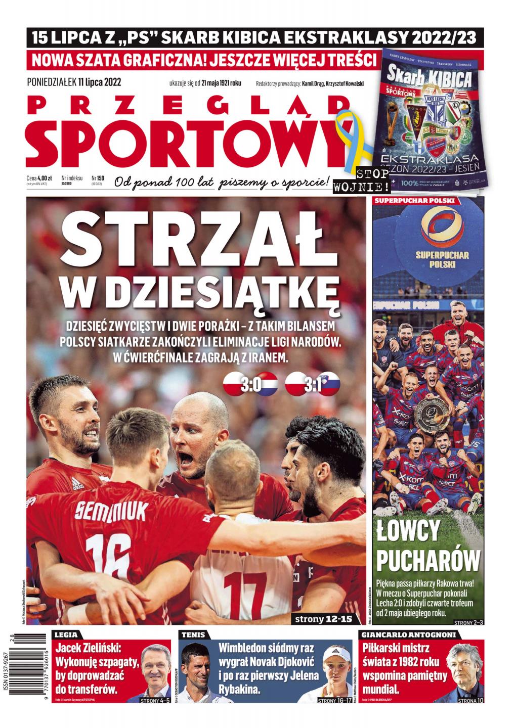 Okładka Przegląd Sportowy po meczu Lech Poznań - Raków Częstochowa 0:2 (09.07.2022)