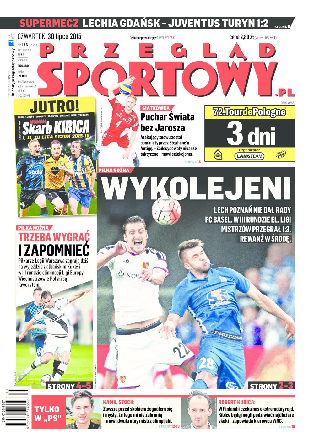 Przegląd Sportowy po Lech Poznań - FC Basel 1:3 (29.07.2015)