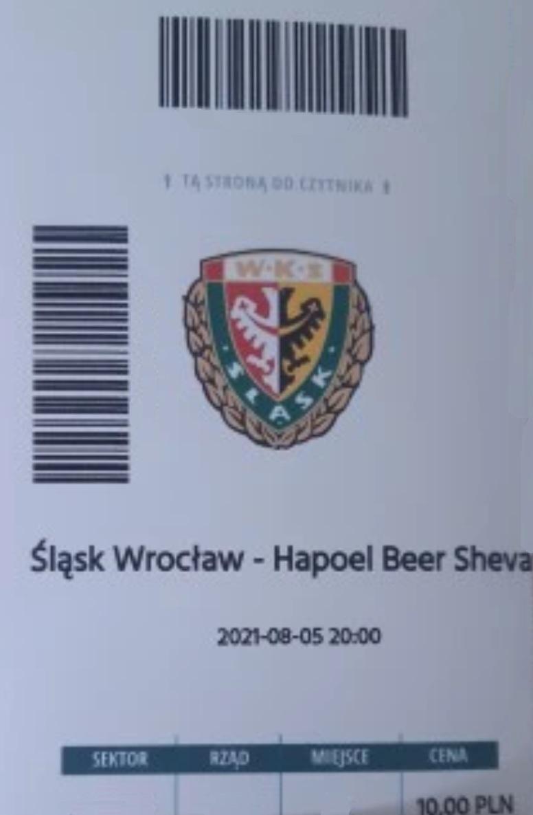 Śląsk Wrocław - Hapoel Beer Szewa 2:1 (05.08.2021)