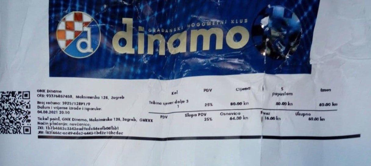Bilet z meczu Dinamo Zagrzeb - Legia Warszawa 1:1 (04.08.2021)