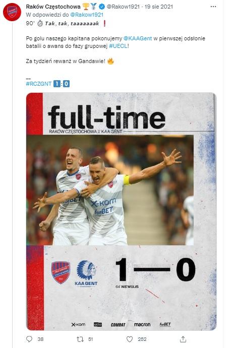 Raków Częstochowa - KAA Gent 1:0 (19.08.2021)