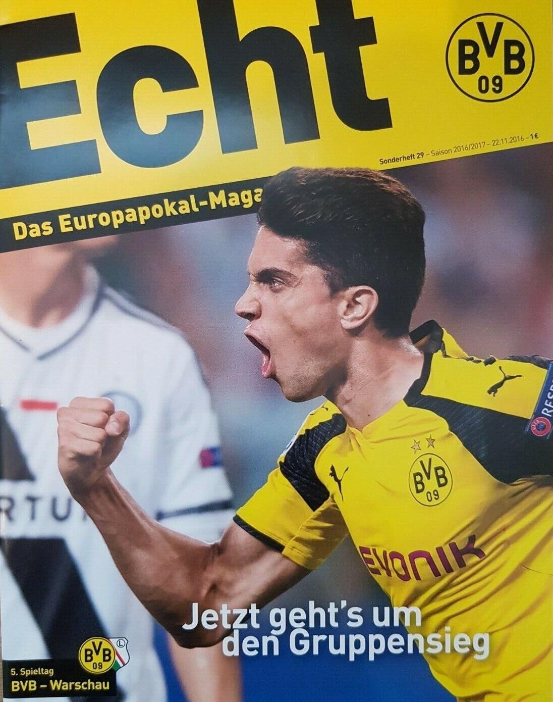 Program meczowy Borussia Dortmund - Legia Warszawa 8:4 (22.11.2016)