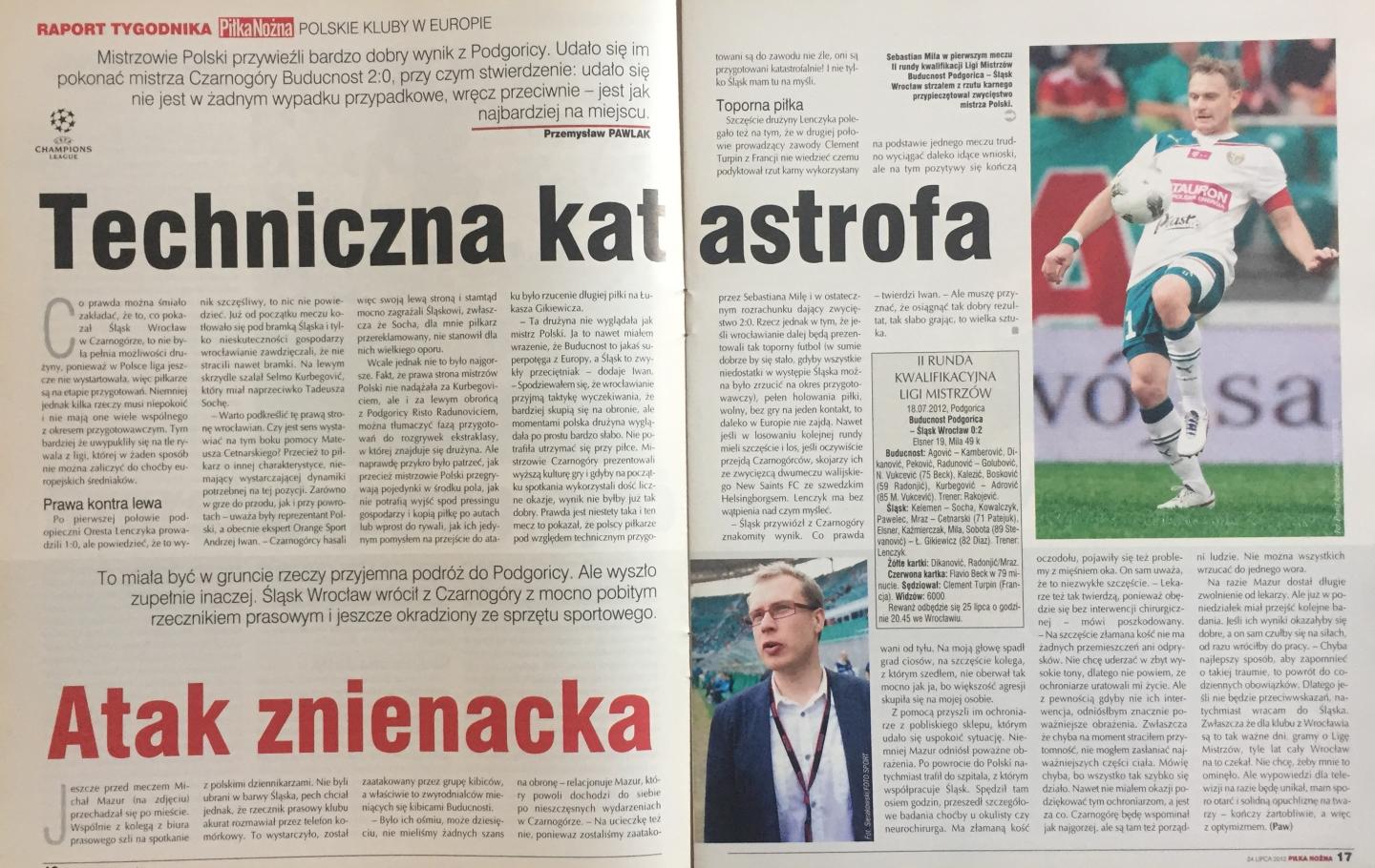 Piłka Nożna po Budućnost Podgorica - Śląsk Wrocław 0:2 (18.07.2012)