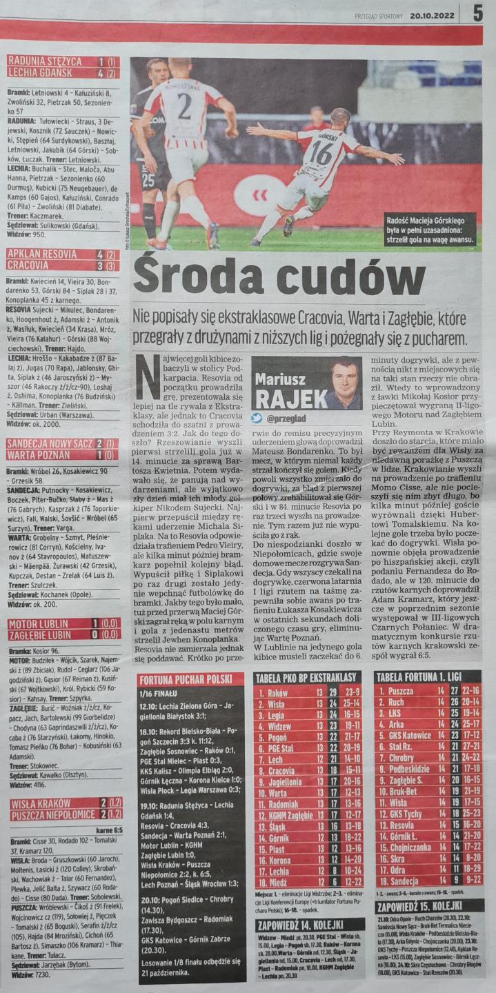 Wisła Kraków - Puszcza Niepołomice 2:2, k. 6-5 (19.10.2022)