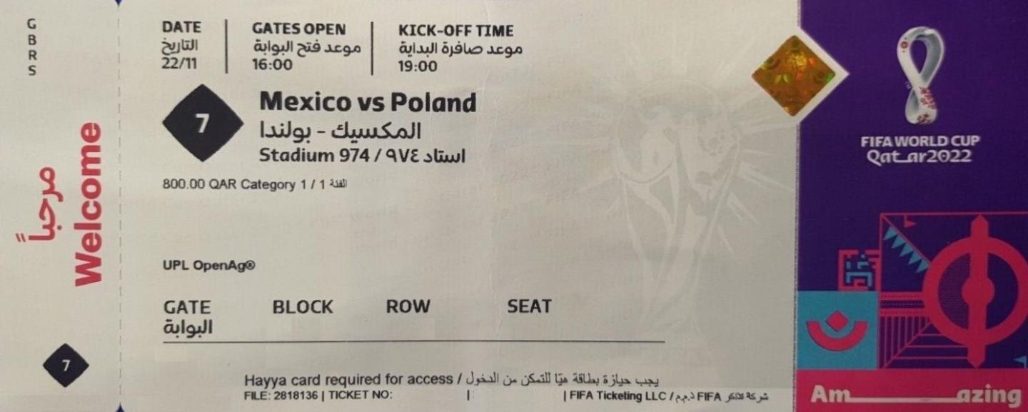 Bilet Meksyk - Polska 0:0 (22.11.2022)