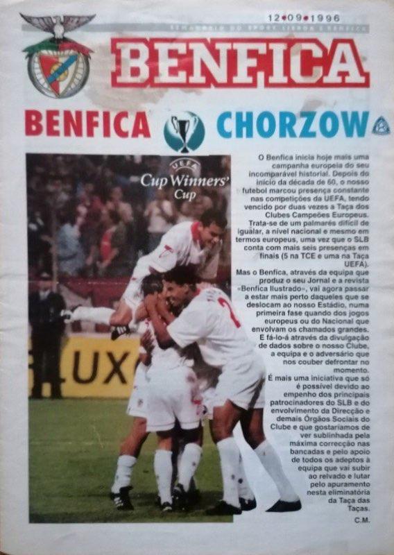 Program meczowy Benfica Lizbona - Ruch Chorzów 5:1 (12.09.1996).