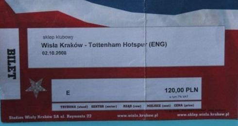 Bilet Wisła Kraków - Tottenham Hotspur 1:1 (02.10.2008) 1