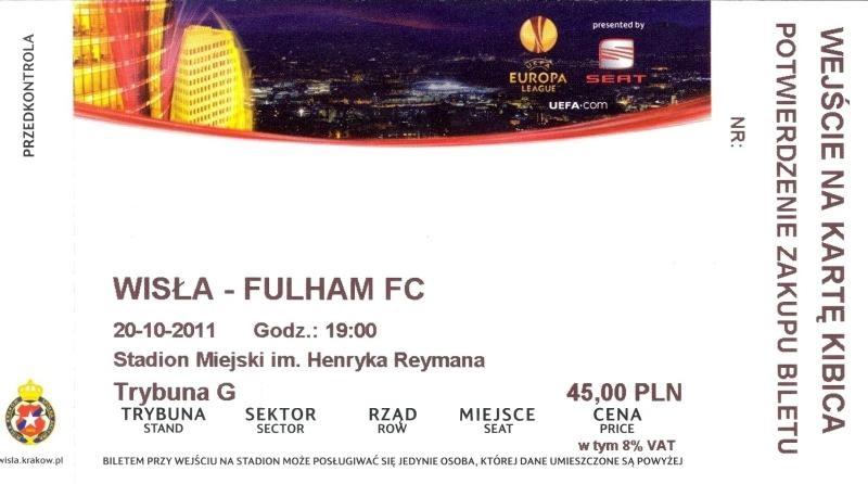 Bilet Wisła Kraków - Fulham FC 1:0 (20.10.2011) 1