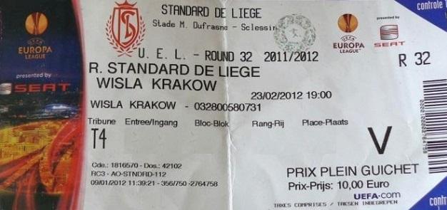 Bilet Standard Liège - Wisła Kraków 0:0 (23.02.2012) 1