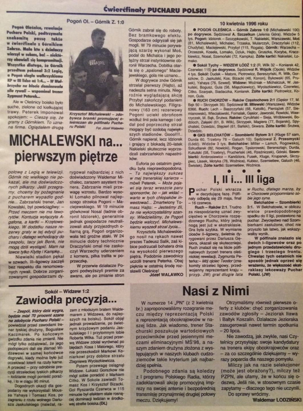 Ruch Chorzów - Raków Częstochowa 2:1 (10.04.1996) Piłka Nożna