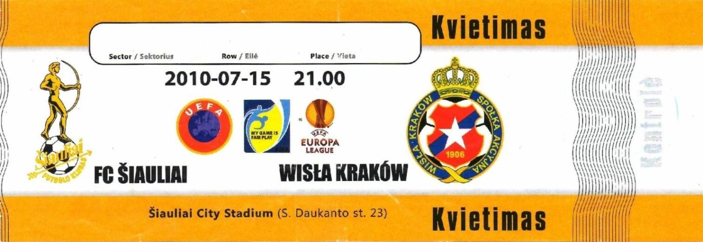 FK Šiauliai - Wisła Kraków 0:2 (15.07.2010)