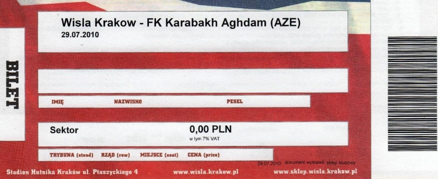 Wisła Kraków - Qarabağ Ağdam 0:1 (29.07.2010)