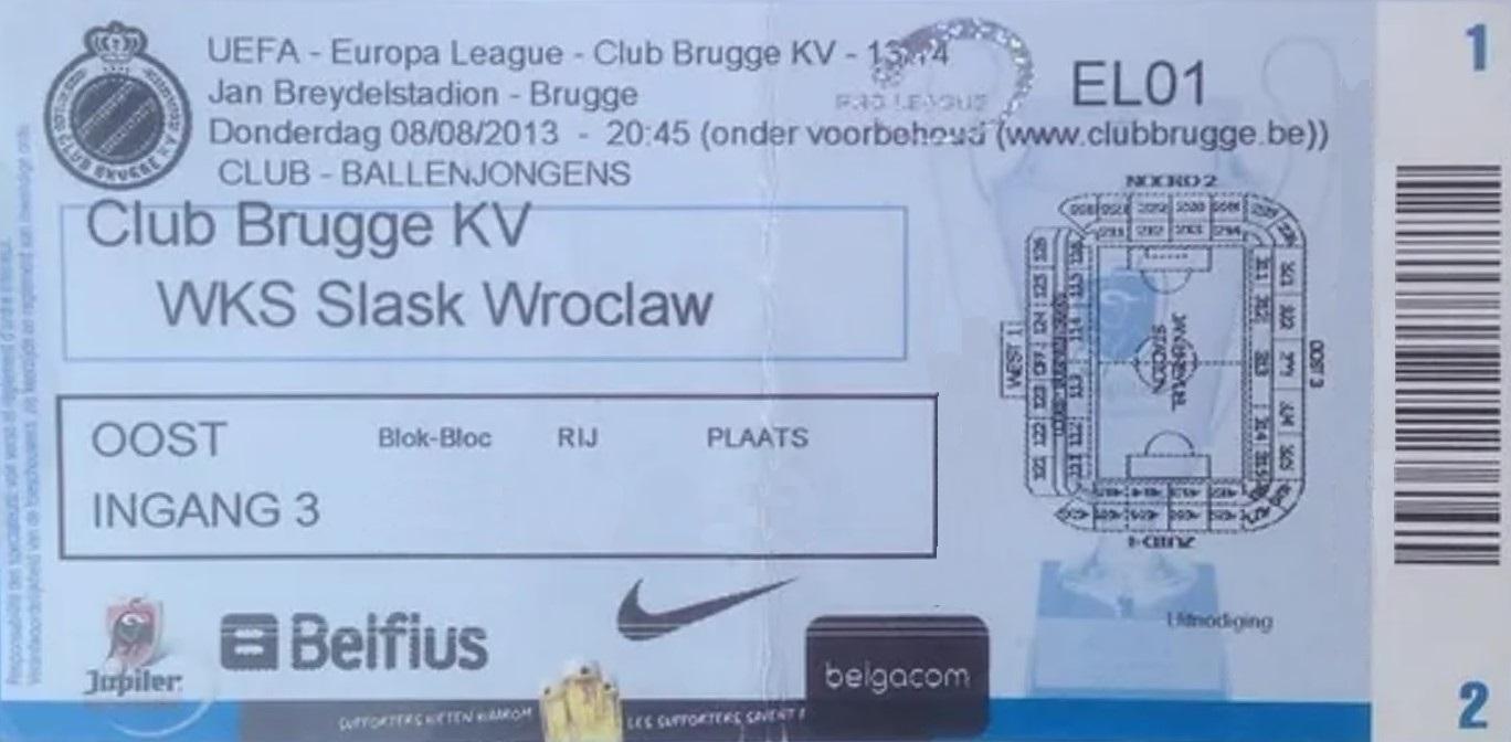 Club Brugge - Śląsk Wrocław 3:3 (08.08.2013)