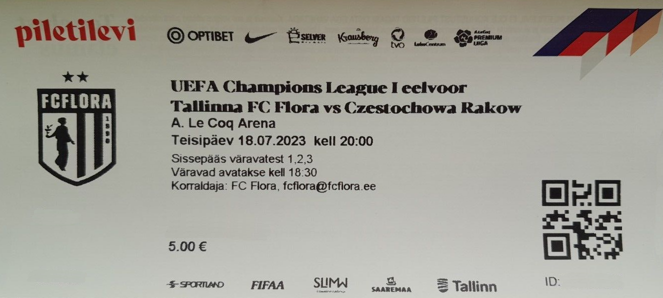 Flora Tallin - Raków Częstochowa 0:3 (18.07.2023)
