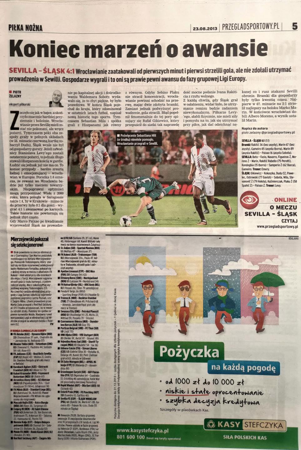 Sevilla FC - Śląsk Wrocław 4:1 (22.08.2013)