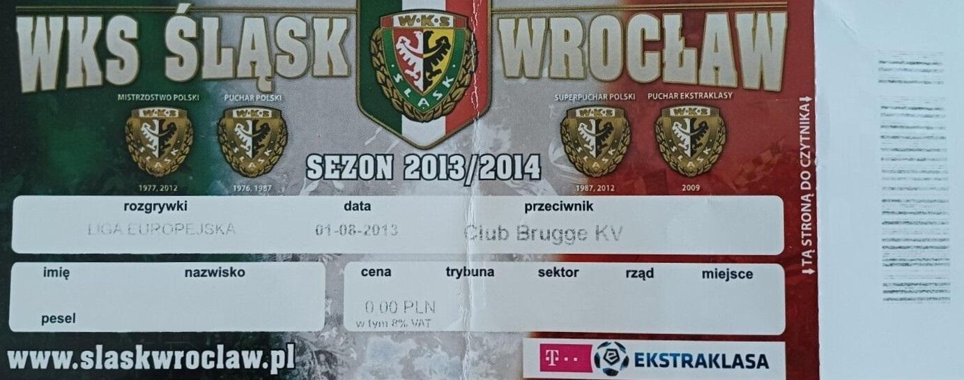 Śląsk Wrocław - Club Brugge 1:0 (01.08.2013)