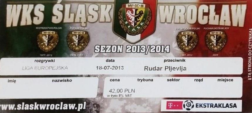 Śląsk Wrocław - Rudar Pljevlja 4:0 (18.07.2013) 