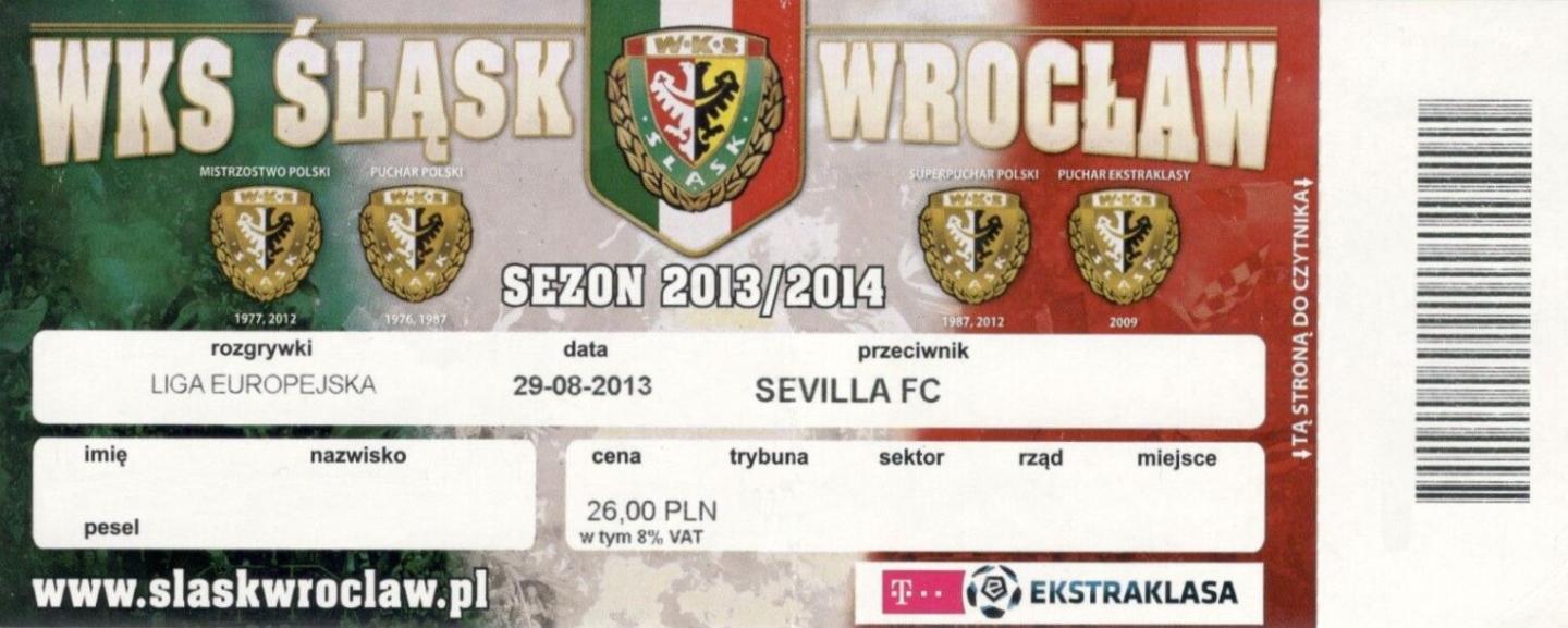 Śląsk Wrocław - Sevilla FC 0:5 (29.08.2013)