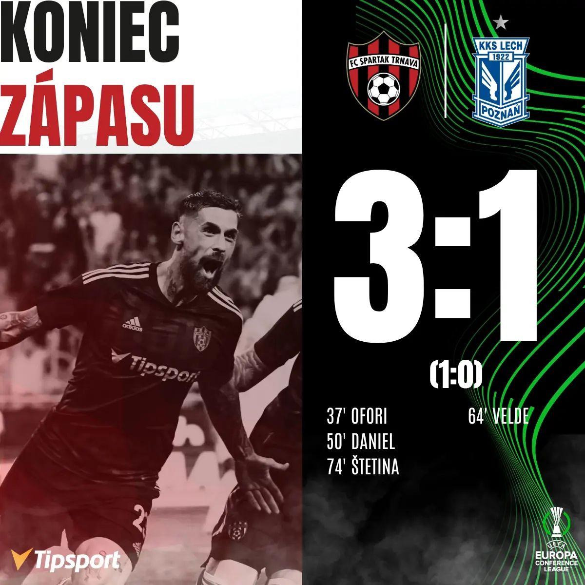 Spartak Trnawa - Lech Poznań 3:1, 17.08.2023