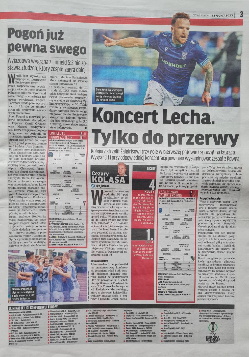 Lech Poznań - Žalgiris Kowno 3:1 (27.07.2023) Przegląd Sportowy