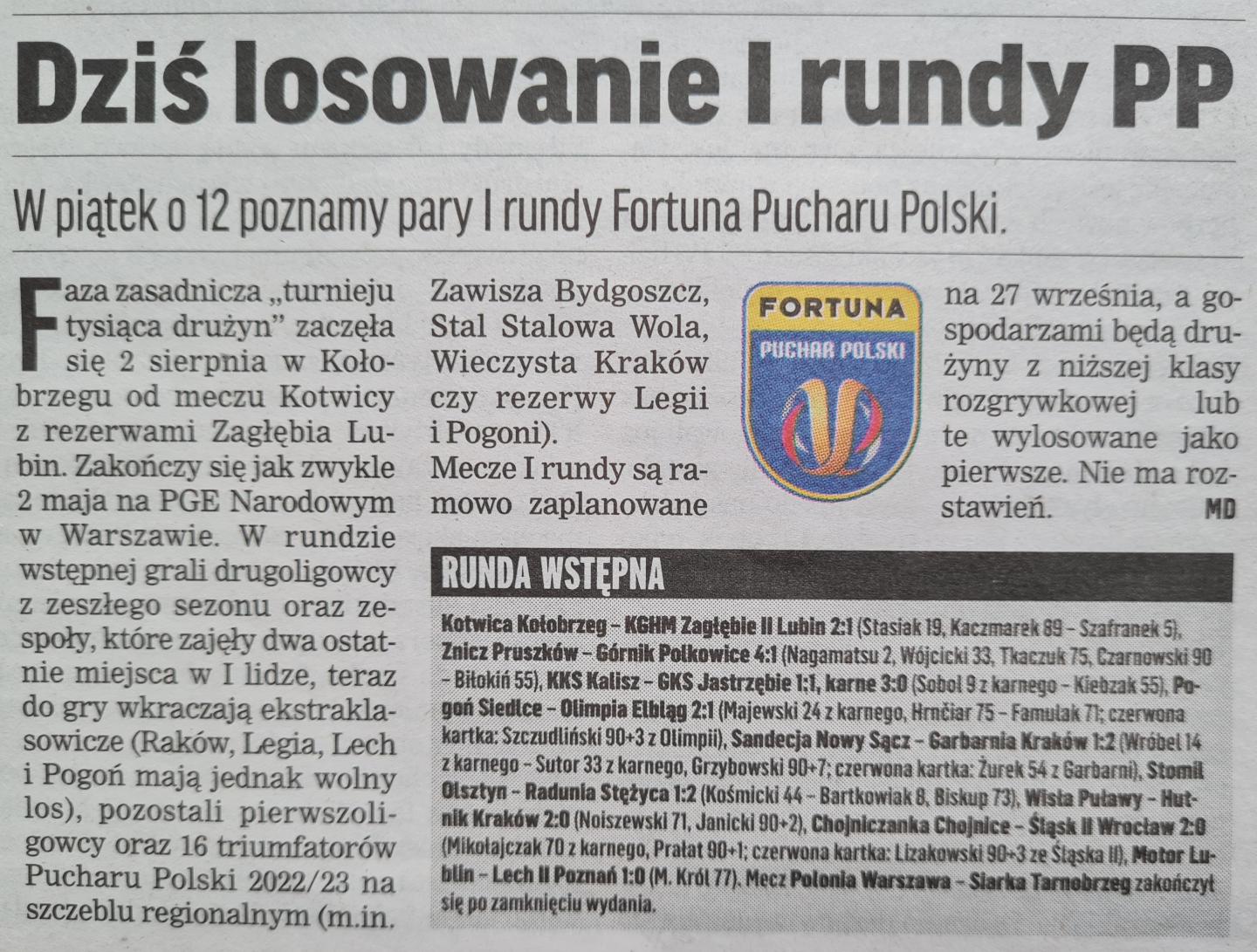 Sandecja Nowy Sącz - Garbarnia Kraków 1:2 (09.08.2023) Przegląd Sportowy
