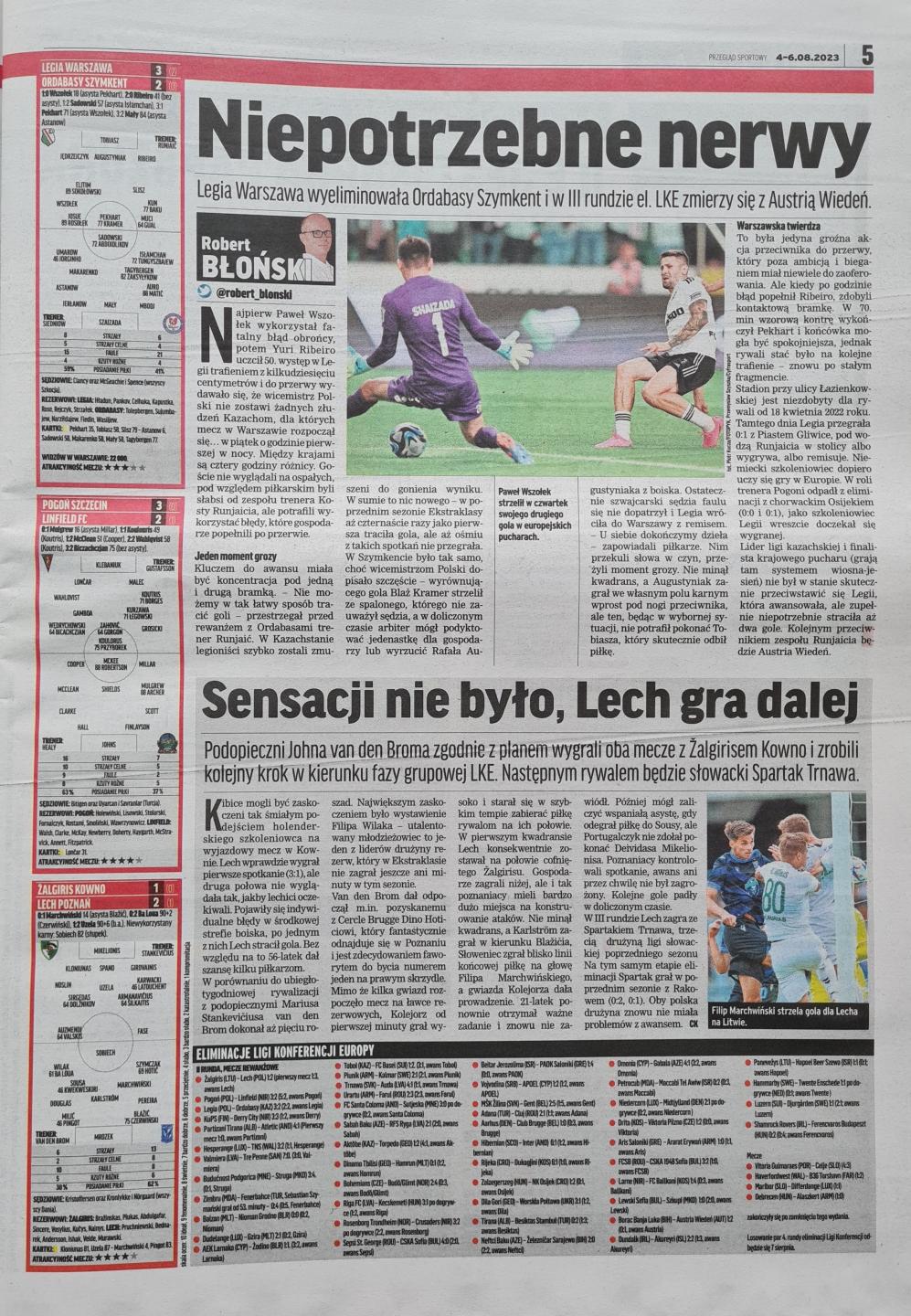 Žalgiris Kowno - Lech Poznań 1:2 (03.08.2023) Przegląd Sportowy